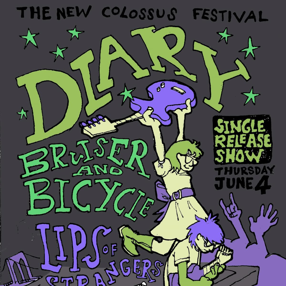 The New Colossus Festival Presents: DIARY, BRUISER AND BICYCLE, LIPS OF STRANGERS