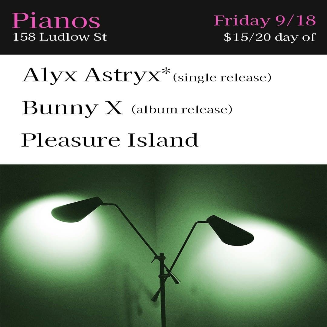 Alyx Astryx* (single release) / Bunny X (album release) / Pleasure Island