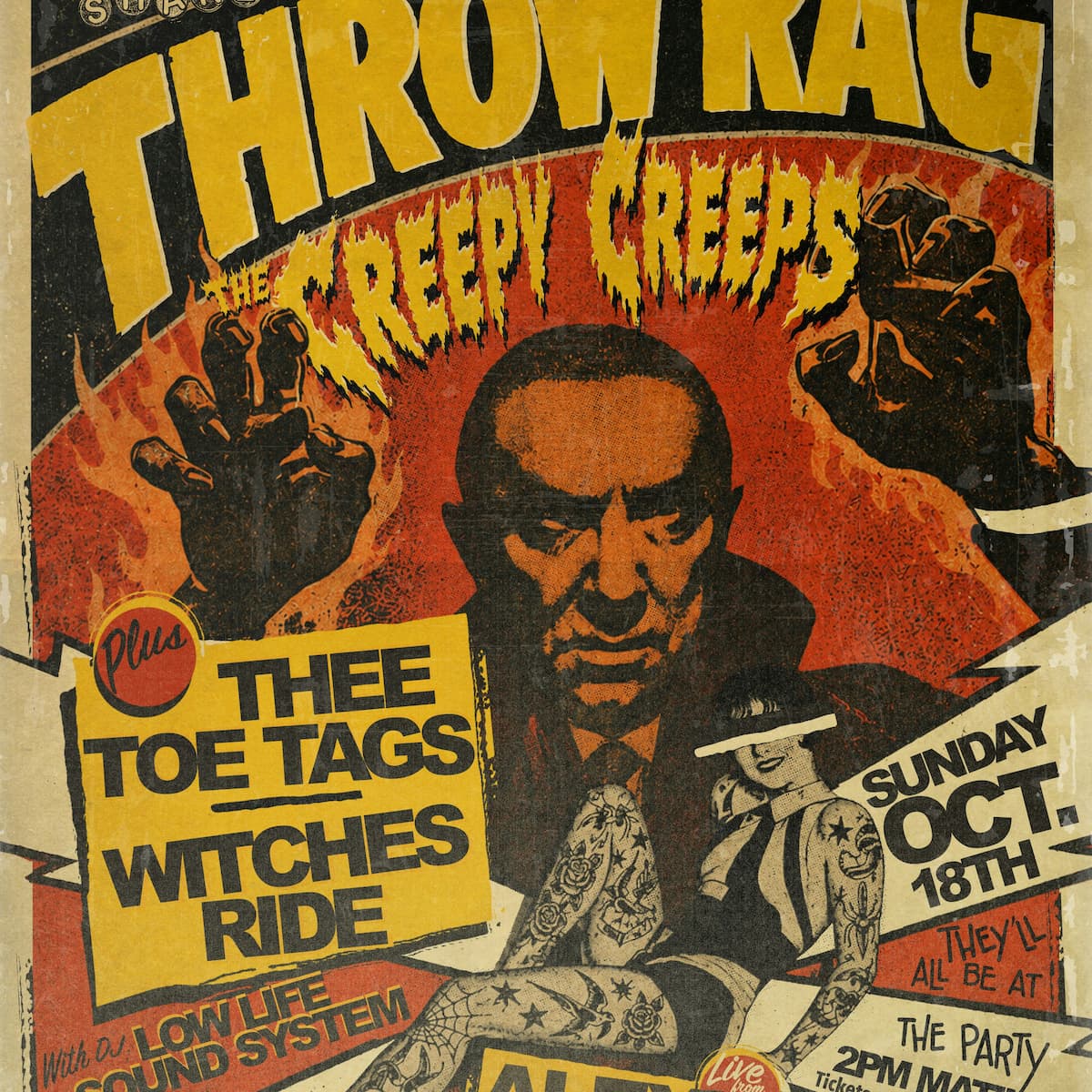 Sunday Shakes: Throw Rag + The Creepy Creeps + Thee Toe Tags + Witches Ride + DJ Low Life Sound System